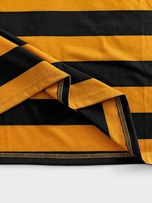 EASEVO Plus Size Men's Casual Yellow Striped Polo Shirt Summer Graduation Back-To-School College Style Pattern Short Sleeve Skin-Friendly Breathable Tshirts - Multicolor - View 8