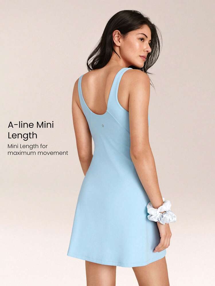 Twirl And Glow Sweetheart Neckline Wide Shoulder Straps Removable Cups Tennis Dress Daily Casual Street Wear