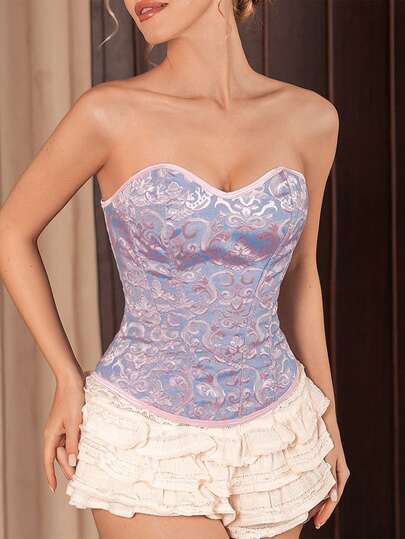 Top de tirantes sin espalda de mujer con diseño jacquard elegante