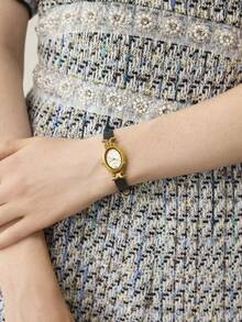 MOTF PREMIUM 女士镶金椭圆形石英表 - 黑色 - 查看 5