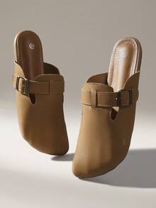 Solecia Chaussures pour femmes pouvant être portées en toutes saisons, avec une apparence de cinq orteils, un design de sac à l'avant, un fond plat, un style mode en PU marron avec un fond plat - Tabac - Voir 6