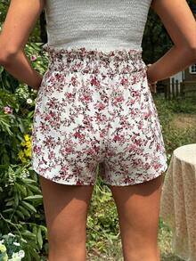 SHEIN Maternity Summer Fashion Ditsy Floral Drawstring Loose Shorts - Multicolor - View 2