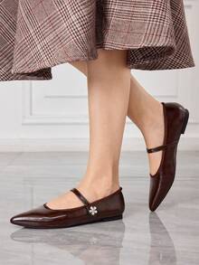 Sleekvia 女士搭扣设计休闲百搭平底鞋 - 棕色 - 查看 6