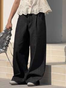 DAZY Tween Girls' Wide Leg Denim Jeans, Fall - Black - View 7