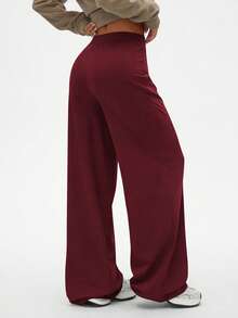 Dewbera Women's High Waisted Wide Leg Yoga Pants,Loose Fit Casual Sports Sweatpants,Flare Workout Leggings,Suitable For Running,Outdoor & Fitness - Burgundy - View 3