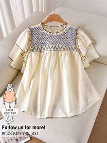 CosyJoli 大码女式夏季休闲宽松短袖上衣春季女式衬衫 - 杏色 - 查看 1