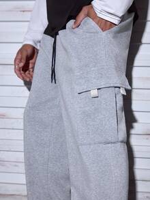 Modcrash Men's Fleece Hoodie With Pocket, Printed Design, Autumn/Winter, Long Sleeve Top Summer Outfits,Suitable For Everyday Wear,Relaxed Fit ,Summer Holiday Outfits - Grey - View 6