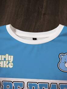 SHEIN X Care Bears 加大码卡通可爱印花短袖圆领T恤，夏季百搭，全印花 - 白色 - 查看 6