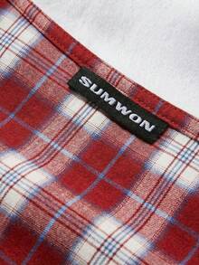 SUMWON 格纹法兰绒衬衫，长白袖，休闲冬季街头风 - 紅色 - 查看 4