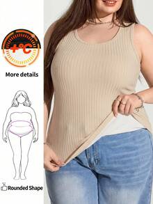 Enliva Plus Size Women's Slim Fit Camisole, Thermal Lined Women's Vest/Autumn /Winter - Apricot - View 1