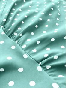 Rustia Plus Size Women's Polka Dot Halter Tie Sexy A-Line Mini Dress - Cadet Blue - View 8