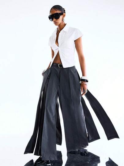 LYSMO 2026 New Arrive Minimalism Spring/Summer Women's Fashion Casual Loose Wide Leg Pants, Suitable For Daily Commute,Work Outfits/Business Casual/ Office Outfits For Women,Dress Over Pants / Skort