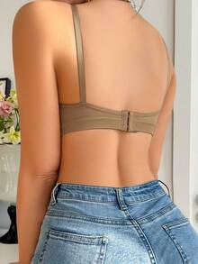 Bare Chapter 3pcs/Set Women's Solid Color Pleated Comfortable Casual (Wire-Free) Bra Set - Khaki - View 4