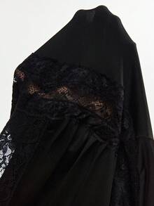 Travachic Đầm nữ dáng ôm cổ chữ V phối ren màu đen trơn, kiểu dáng xòe eo, mới năm 2026. - màu đen - Xem 8