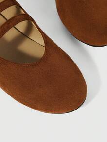 Sleekvia Women Shoes Spring Summer French Gentle Double Buckle Mary Jane Round Toe Flat Bottom Suede Shoes Dating Afternoon Tea Wear - Brown - View 8