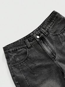 ROMWE MEN Men's Denim Shorts, Suitable For Spring And Summer - Grey - View 3