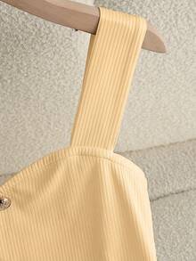 Franclia Áo tank top không tay màu trắng thanh lịch kiểu Pháp, cài nút trang trí, dành cho nữ, thích hợp cho mùa xuân/hè. - Màu be - Xem 7