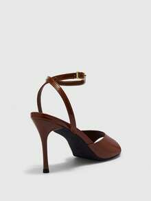 CUCCOO BIZCHIC Talons hauts ouverts haut de gamme français pour le port d'été avec des jupes par les femmes, belle personnalité, sandales à talons fins - Brun brun - Voir 3