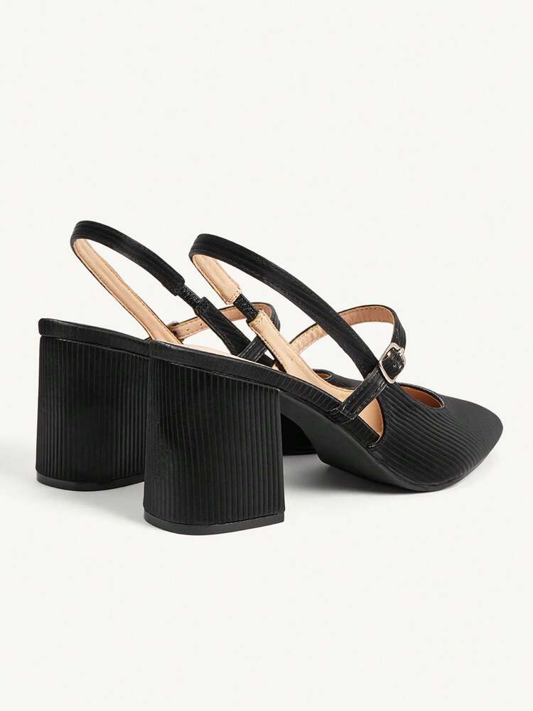 CUCCOO CHICEST Women's Minimalist Pointed Toe Ankle Strap Elegant Solid Color Chunky Heel Pumps, Suitable For Work Valentine's Day Elegant Shoes Wedding Shoes