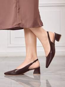 Sleekvia Women's Pointed Toe Casual/Work Chic High Heel Shoes - Chocolate Brown - View 3