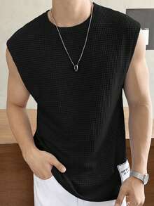 EASEVO Plus Size Men's Casual Knit Sleeveless Tank Top, Suitable For Summer - Black - View 1
