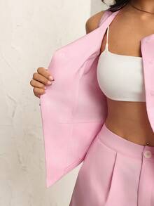 Modelyn Bộ đồ nữ kiểu Pháp gồm áo không tay và quần ống đứng trang trí hình sao biển với khóa kim loại. - Hồng - Xem 9