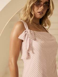 Aralina COWL NECK MINI DRESS WITH BOW CUT ON BIAS - Baby Pink - View 3