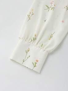 GlowEve 女士碎花V领A字连衣裙，优雅日常度假乡村复古通勤时尚情人节约会街头百搭派对杏色底碎花早春/春夏长袖新款中长连衣裙 - 彩色 - 查看 3