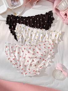 PetitDoll 3-Pack Plus Size Women Floral Print Ruffle Trim Panties - Multicolor - View 2