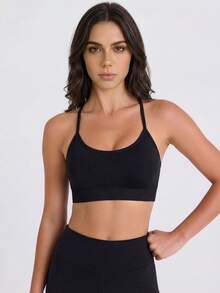Anewsta Women's Padded Sports Bra, Shock-Absorbing For Running And Fitness - Black - View 4