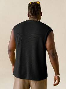 EASEVO Plus Size Men's Casual Knit Sleeveless Tank Top, Suitable For Summer - Black - View 10