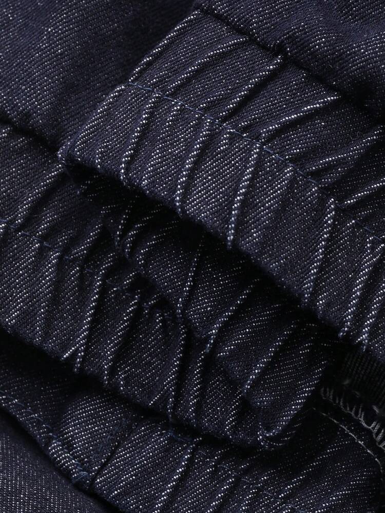 Women's Casual Cowboy Patchwork Contrast Color Loose High Collar Drawstring Street Denim Jacket, Spring/Autumn