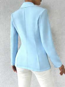 Eryvara Áo blazer trơn tay dài cổ bẻ thiết kế tối giản màu trơn Áo blazer nữ màu xanh nhạt Áo blazer nữ Bộ vest nữ màu xanh nhạt Áo blazer nữ màu xanh dương Áo blazer nữ cho nữ - Màu xanh lam - Xem 3