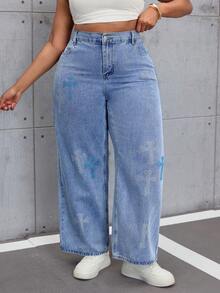 Slaydiva Jeans casual e ampi con decorazione a croce di strass, adatti per uso quotidiano - Blu - Visualizzare 4