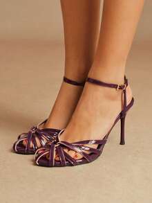 Rosivie 2025 Novos Chegados Sandálias com Tiras e Recortes para Mulheres, Sapatos Romanos Retrô Trançados com Fivela Decorativa - Jujuba - Visão 2