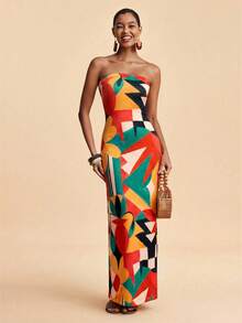 Travachic 女士度假针织印花修身连衣裙 - 彩色 - 查看 3