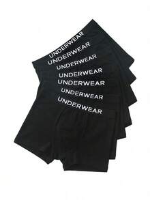 7pcs/Set Celana Dalam Boxer Anak Laki-Laki Nyaman Pinggang Tinggi Warna Polos Elastis Hitam untuk Anak Laki-Laki Remaja - Hitam - View 3
