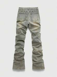 ROMWE MEN Quần jeans nam dáng casual đường phố, khóa kim loại, nhiều lớp túi xéo. - Màu xanh lam - Xem 3