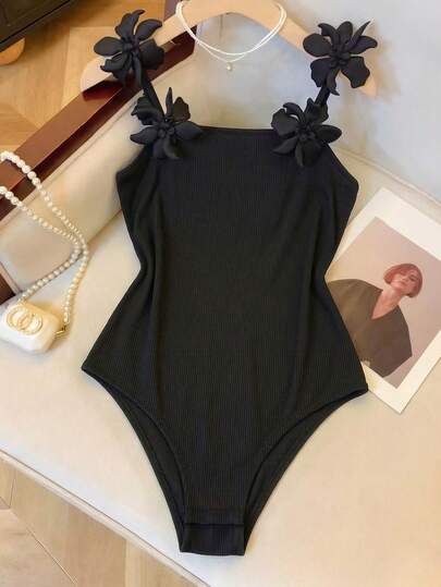 GlowEve Body de mujer de unicolor con decoración floral minimalista para uso diario