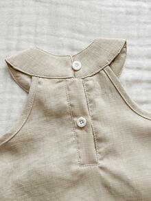 Vintaside Kids Bộ 2 món cho bé gái, áo không tay và quần họa tiết hoa 3D dễ thương, thích hợp mặc mùa xuân, hè, thu, ở nhà, ngoài trời, du lịch, nghỉ lễ, dự tiệc và mặc hàng ngày. - Màu Khaki - Xem 7