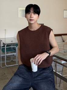 DAZY Men's Solid Color Crew Neck Short Sleeve Casual Loose T-Shirt, Summer - Brown - View 7