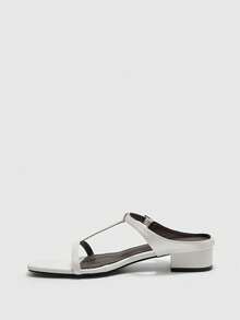 CUCCOO BIZCHIC Retro Medium High Heels Open-Toed Sandals Women's Shoes Wear Spring And Summer New Elegant Simple Commuting Roman Sandals - Off-white - View 10