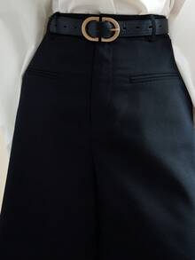 Heiryn Women's Casual Everyday Bermuda Shorts, Solid Color, Minimalist Style, Suitable For Work Commute, Summer - Black - View 6