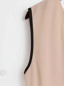 Rosivaux 女士经典简约休闲常规衬衫，撞色，荷叶边上衣 - 杏色 - 查看 5