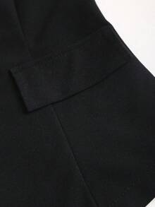 Sweetra Áo ống cỡ lớn dành cho nữ với trang trí cúc kim loại - màu đen - Xem 4