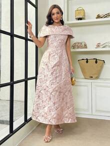 Modelyn Women's Solid Color Off-Shoulder Fitted Elegant Mid-Length Dress ,Summer Dress,Spring Dresses For Women - Pink - View 2