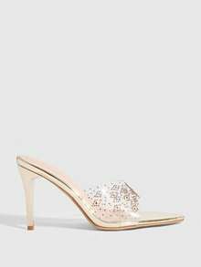 CUCCOO SZL Women Shoes Summer New Light Gold Transparent Film Rhinestone Women's High-Heeled Sandals Fashion Gorgeous Sexy Party Women's Sandals Slippers Spring Shoes Prom Heels Summer Shoes - Light gold - View 2