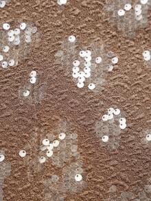 Ellevyn Women's Round Neck Metal Buckle Waist Beaded Cap Sleeve Dress - Khaki - View 6