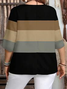 EMERY ROSE Women's Contrast Color Patchwork Long Sleeve Shirt - Multicolor - View 2