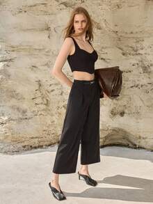 MOTF PREMIUM WOMEN'S ELASTIC CROPPED TANK TOP, SPRING/SUMMER - Black - View 8